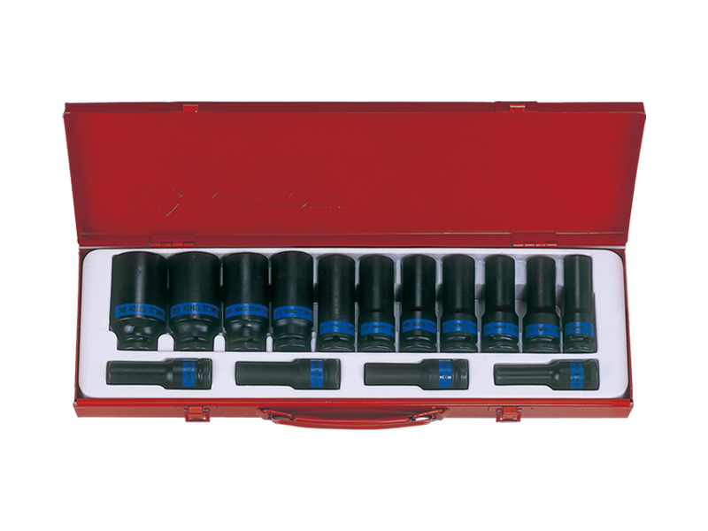 Набор ударных глубоких торцевых головок 1/2 шестигранные, 15 предметов 