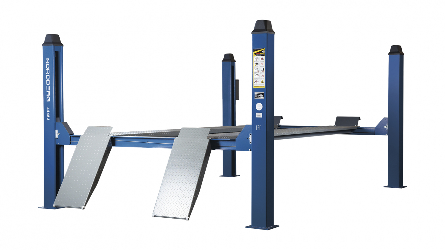 Подъемник четырехстоечный 4.5 т, слесарный, без траверсы, 380 В, синий