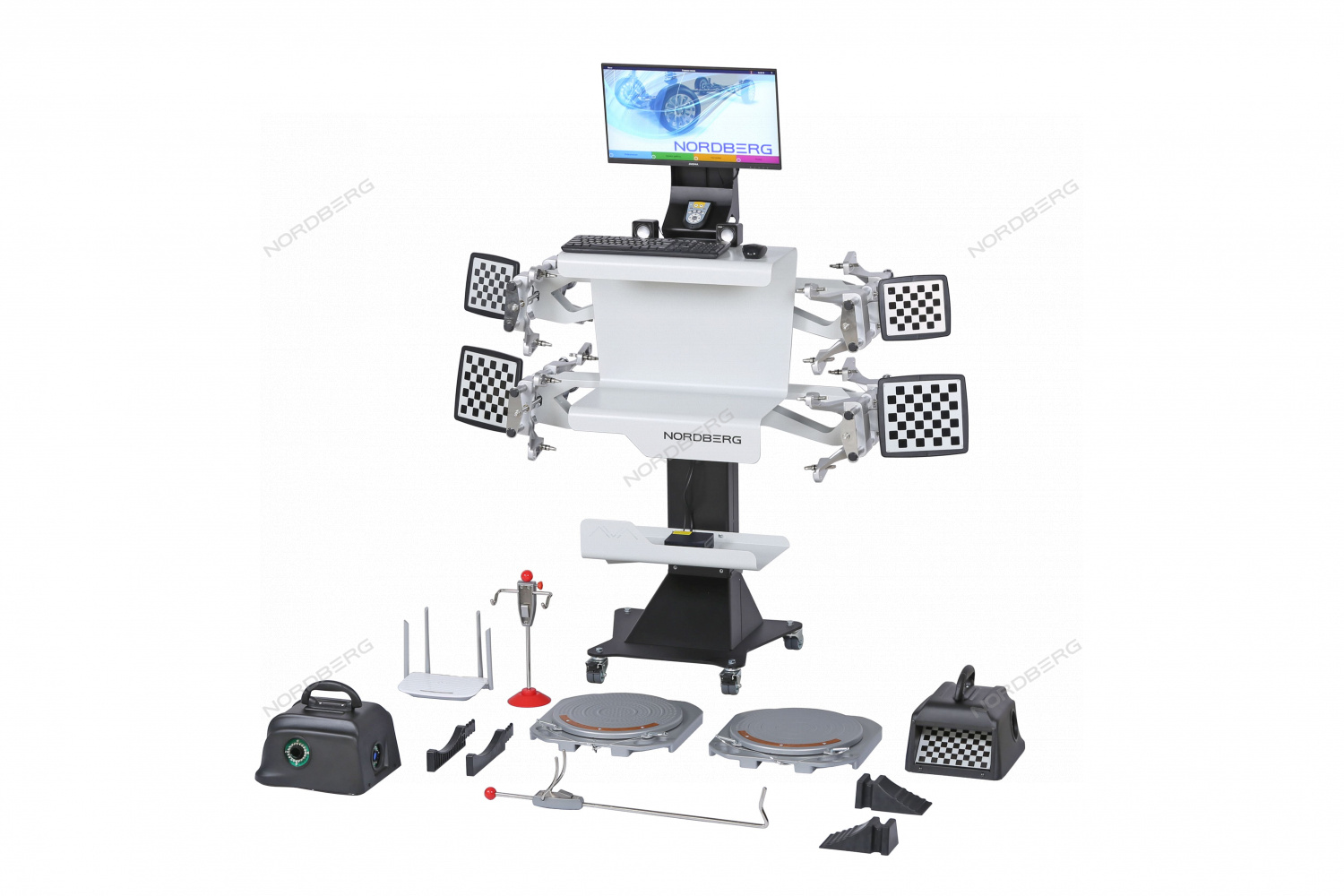 Стенд сход-развал 3D модель для ям и подъемников, серый