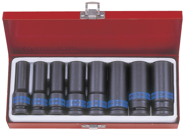 Набор ударных глубоких торцевых головок 1/2", шестигранные, 12-24 мм, 8 предметов 