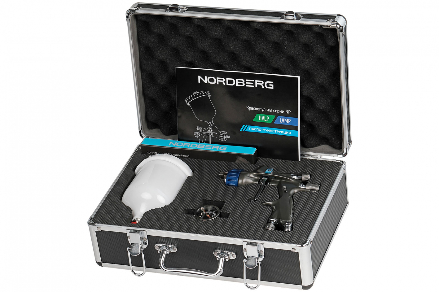 Краскопульт LVMP с верхним бачком, сопло 1,4 мм, алюминиевый кейс