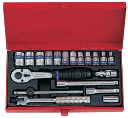 Набор торцевых головок с принадлежностями 1/4 двенадцатигранные, 19 предметов