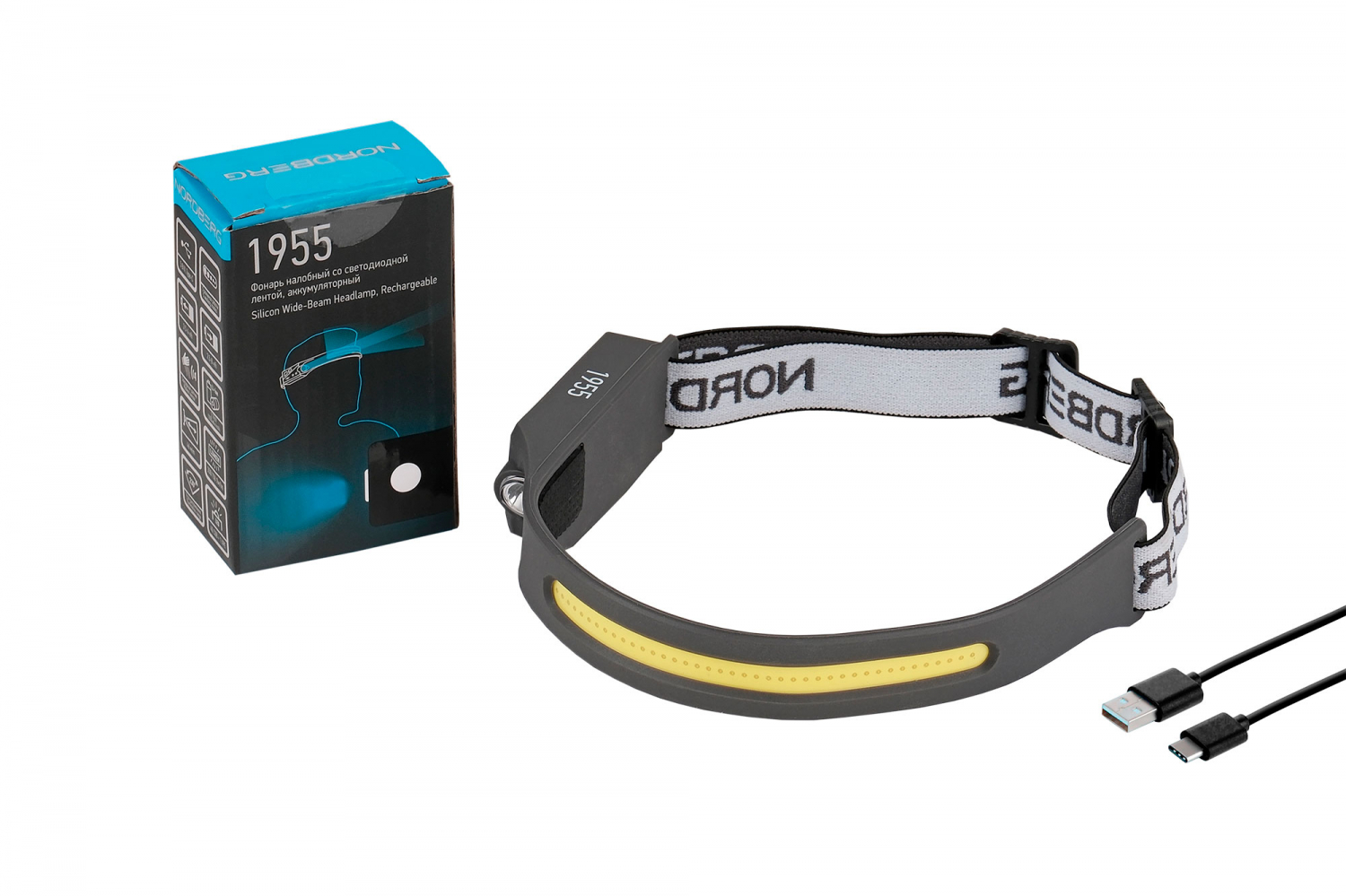 Фонарь налобный со светодиодной лентой, аккумуляторный, 3,7 В