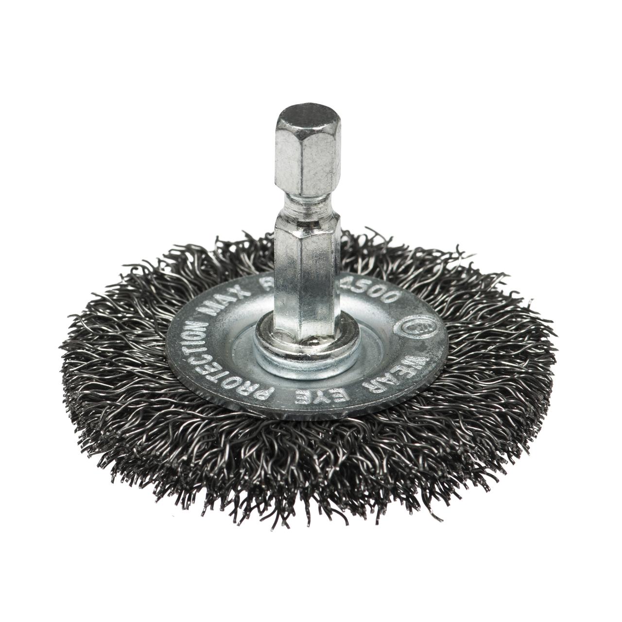 Щетка дисковая, гофрированная для дрелей № 161 ПрофОснастка Мастер 6гр хв 6.35 мм D50 мм RPM 4500 S