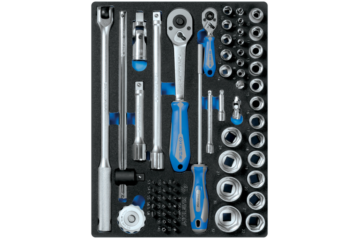 Набор торцевых головок 1/4""&1/2"" с принадлежностями, ложемент, 60 предметов