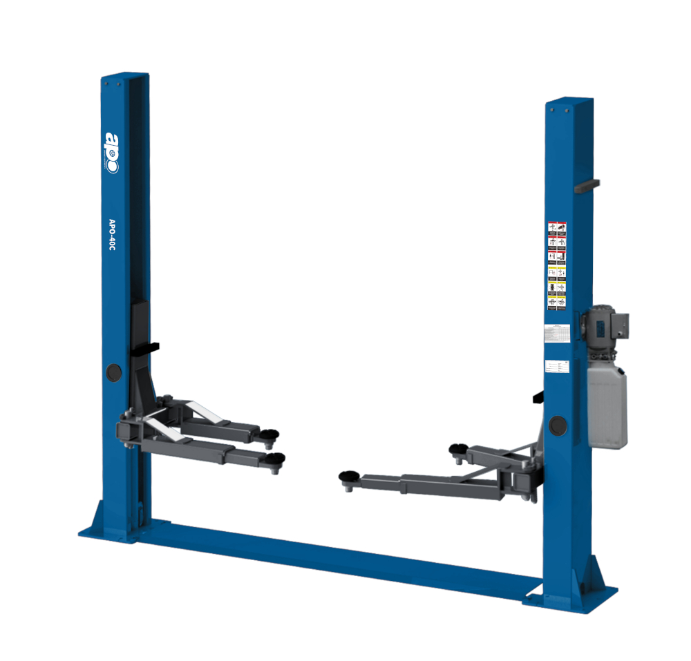 Подъемник двухстоечный 4 т, нижняя синхронизация, H=2,8 м, 380 В, синий