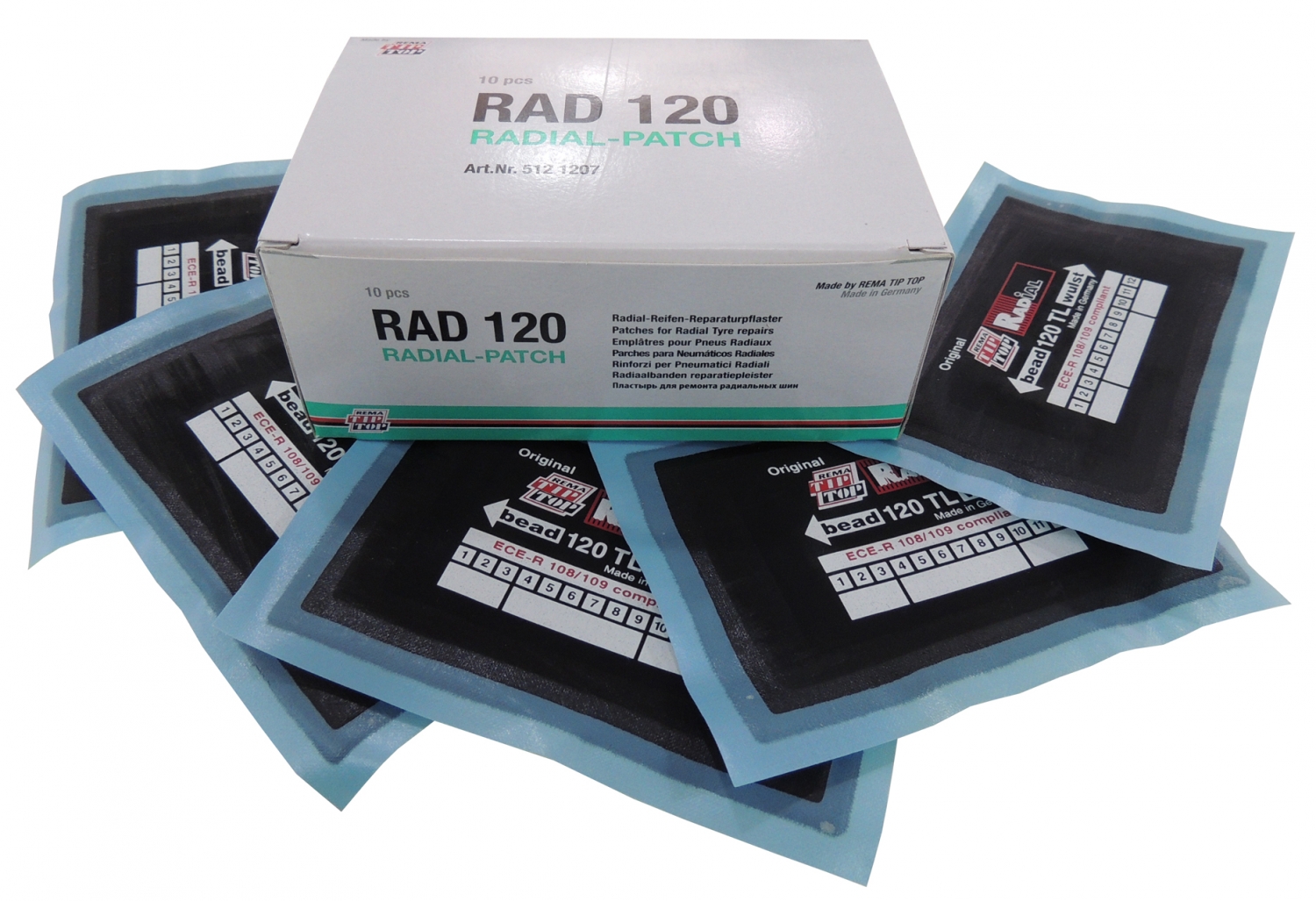 Набор пластырей кордовых для ремонта радиальных шин 120TL.(10шт) 80х125мм./2 слоя корда