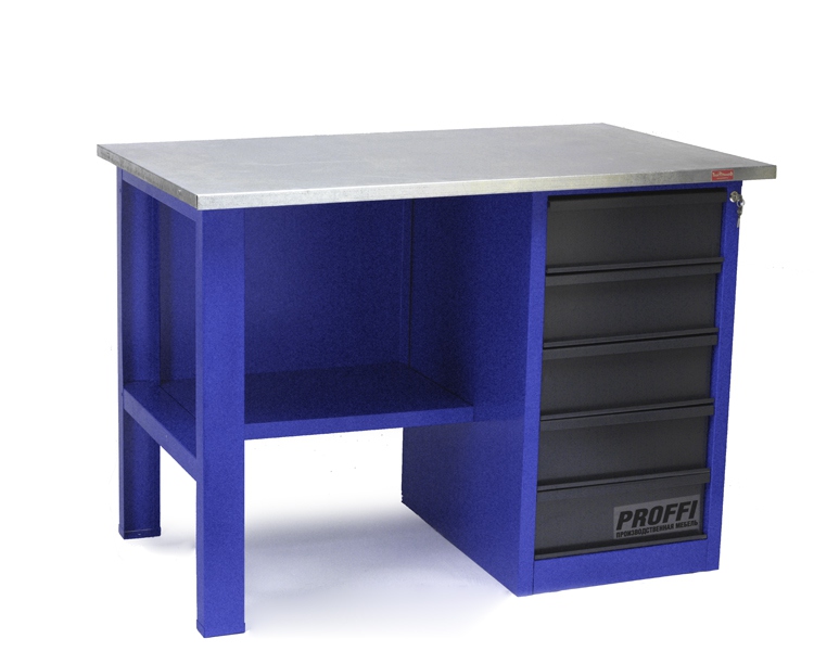 Верстак однотумбовый (тумба с 5 ящиками)