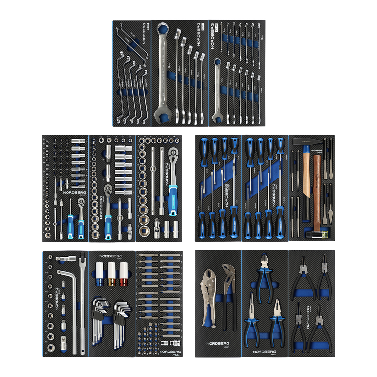 Набор инструментов 265 предметов, для тележки, 15 ложементов