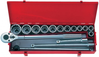 Набор торцевых головок с принадлежностями 3/4 двенадцатигранные, 16 предметов 