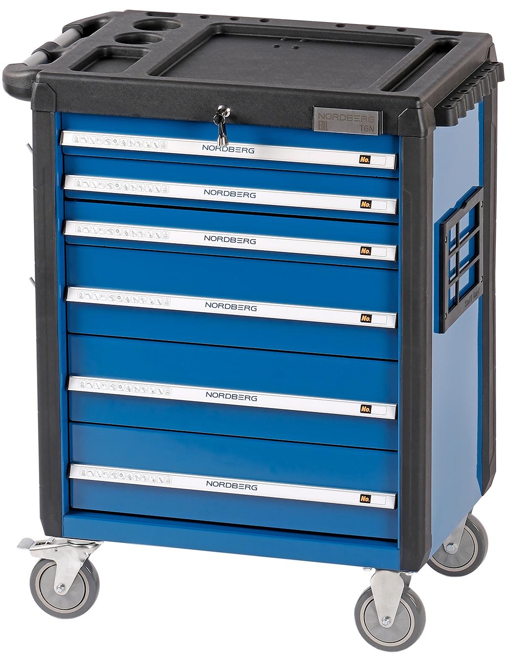Тележка инструментальная, 6 выдвижных ящиков, синяя