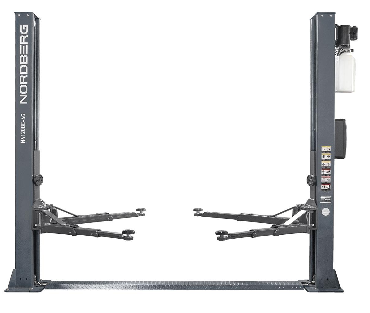 Подъемник двухстоечный 4 т, с электростопорами, 380 В, серый