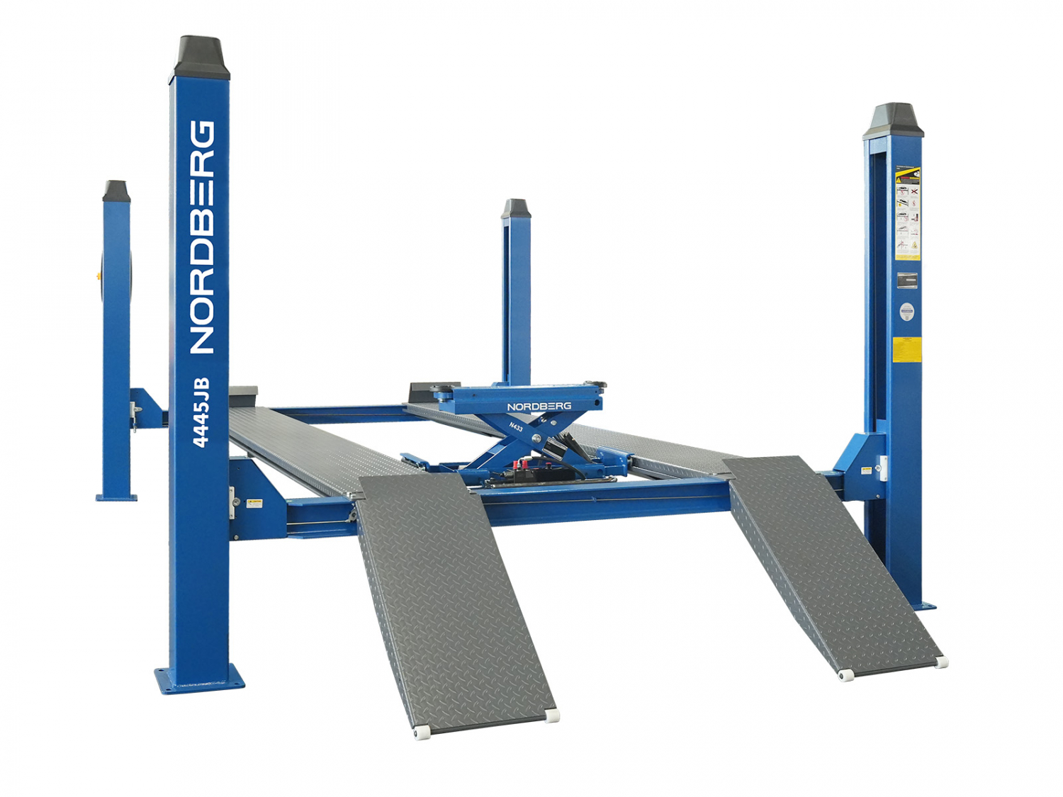 Подъемник четырехстоечный 4.5 т, с ручной траверсой 3 т N433, 380 В