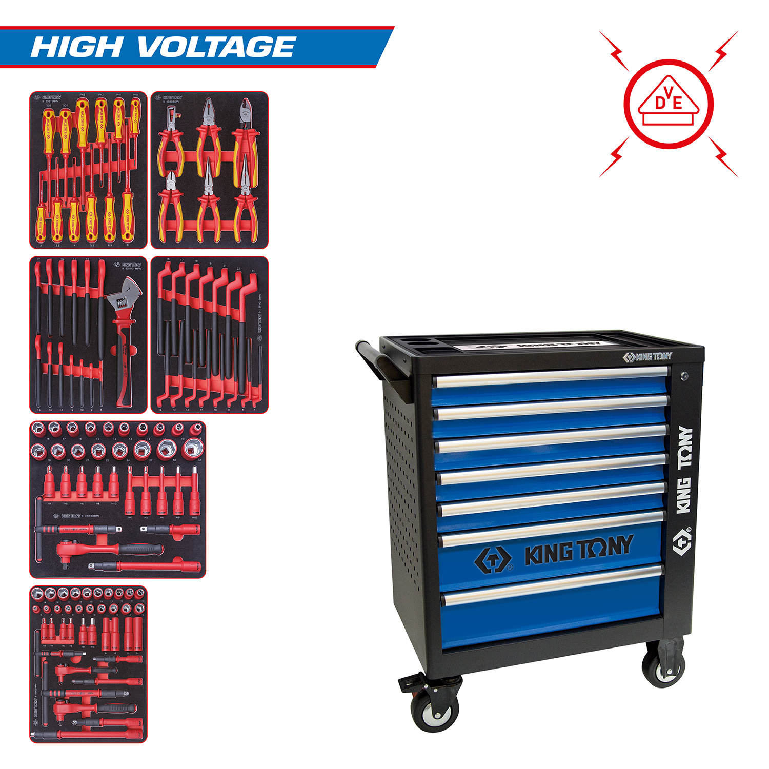 Набор инструментов "HIGH VOLTAGE" в чёрной тележке, 117 предметов