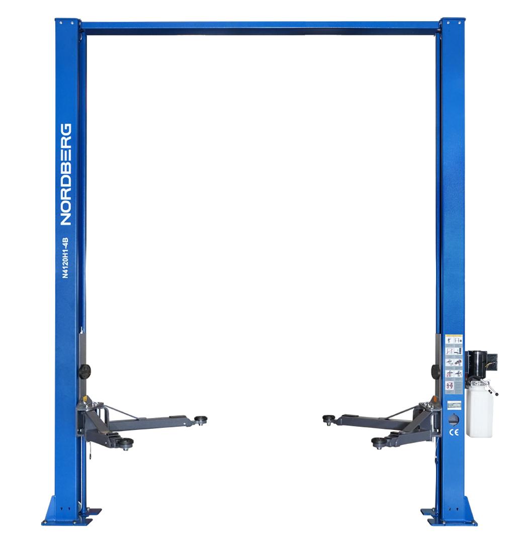 Подъемник двухстоечный 4 т, верхняя синхронизация, H=4 м, 380 В, синий