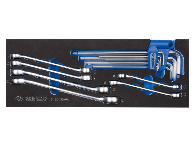 Набор разрезных ключей и шестигранники Г-образные, ложемент, 15 предметов 