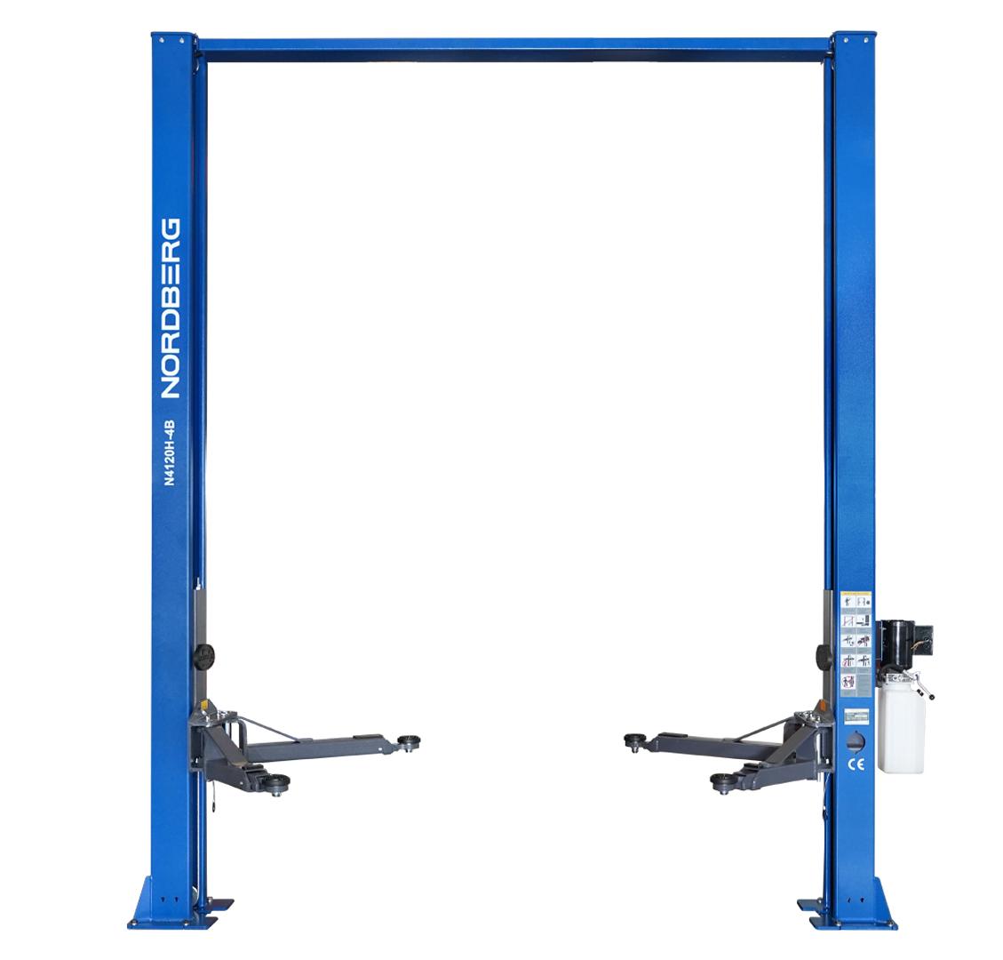 Подъемник двухстоечный 4 т, верхняя синхронизация, H=3,6 м, 220 В, синий