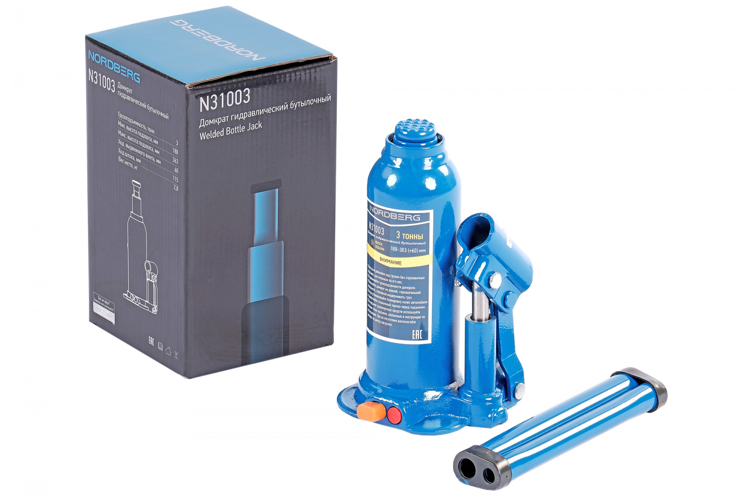 Домкрат бутылочный, 3 т 
