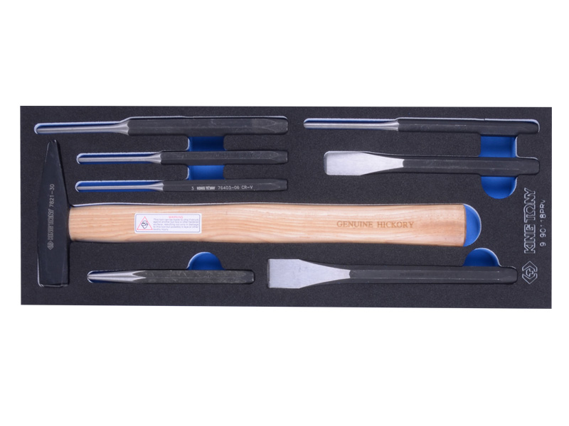 Набор зубил, выколоток, кернеров с молотком, ложемент