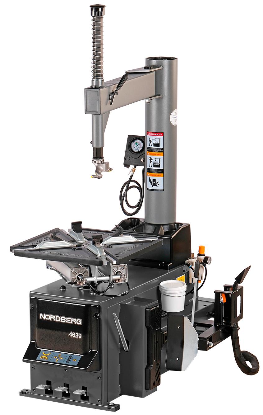 Станок шиномонтажный полуавтомат, двухскоростной, стол с накладками, взрывная накачка, 380 В, серый