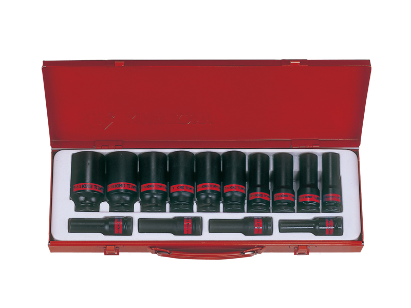Набор ударных глубоких торцевых головок 1/2 шестигранные, 15 предметов