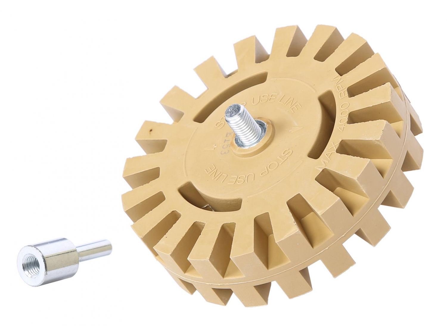 Диск зачистной резиновый 100 мм ребристый для удаления скотча и остатков клея с адаптером