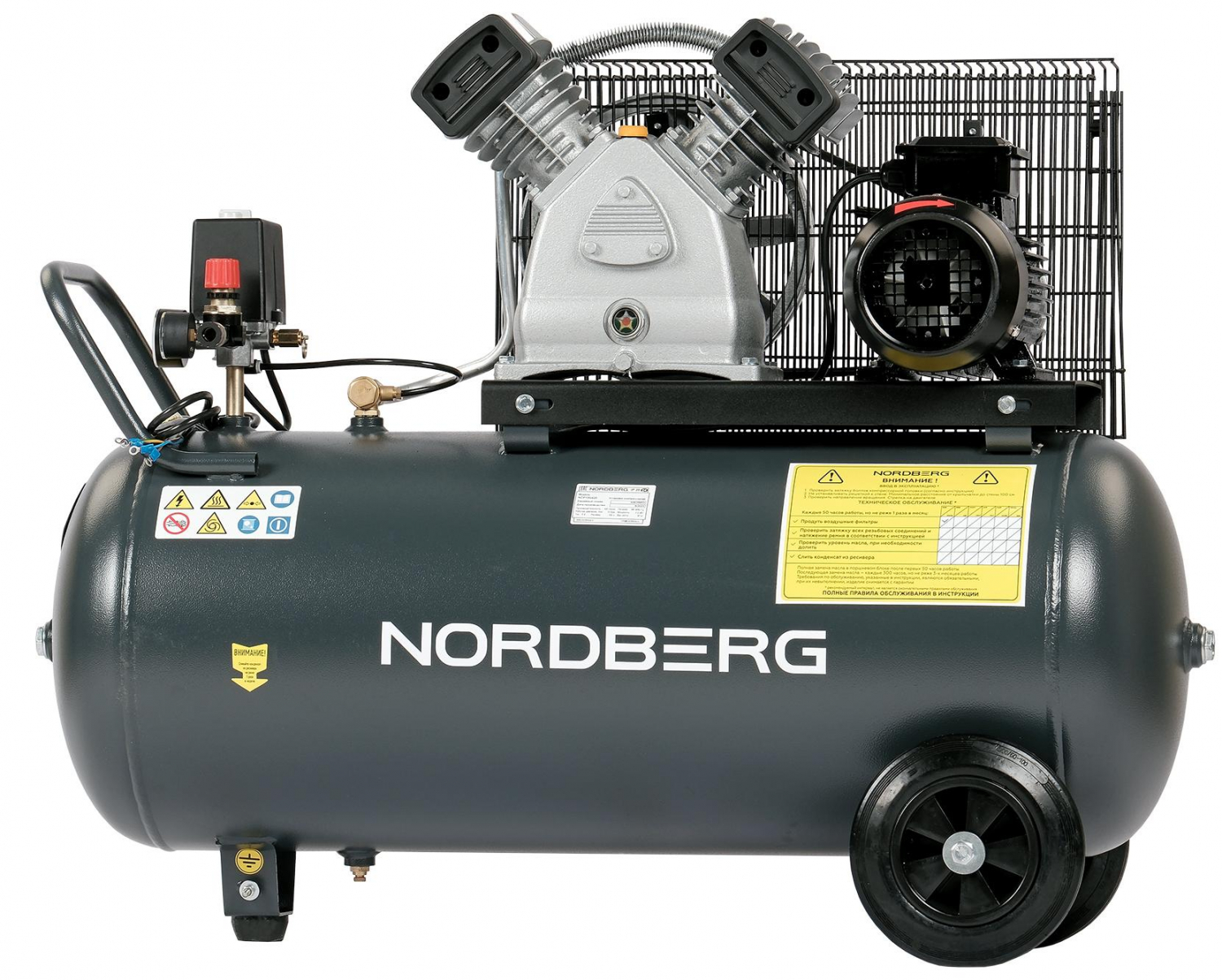 Компрессор поршневой с ременной передачей, 380 В, ресивер 100 л, 420 л/мин