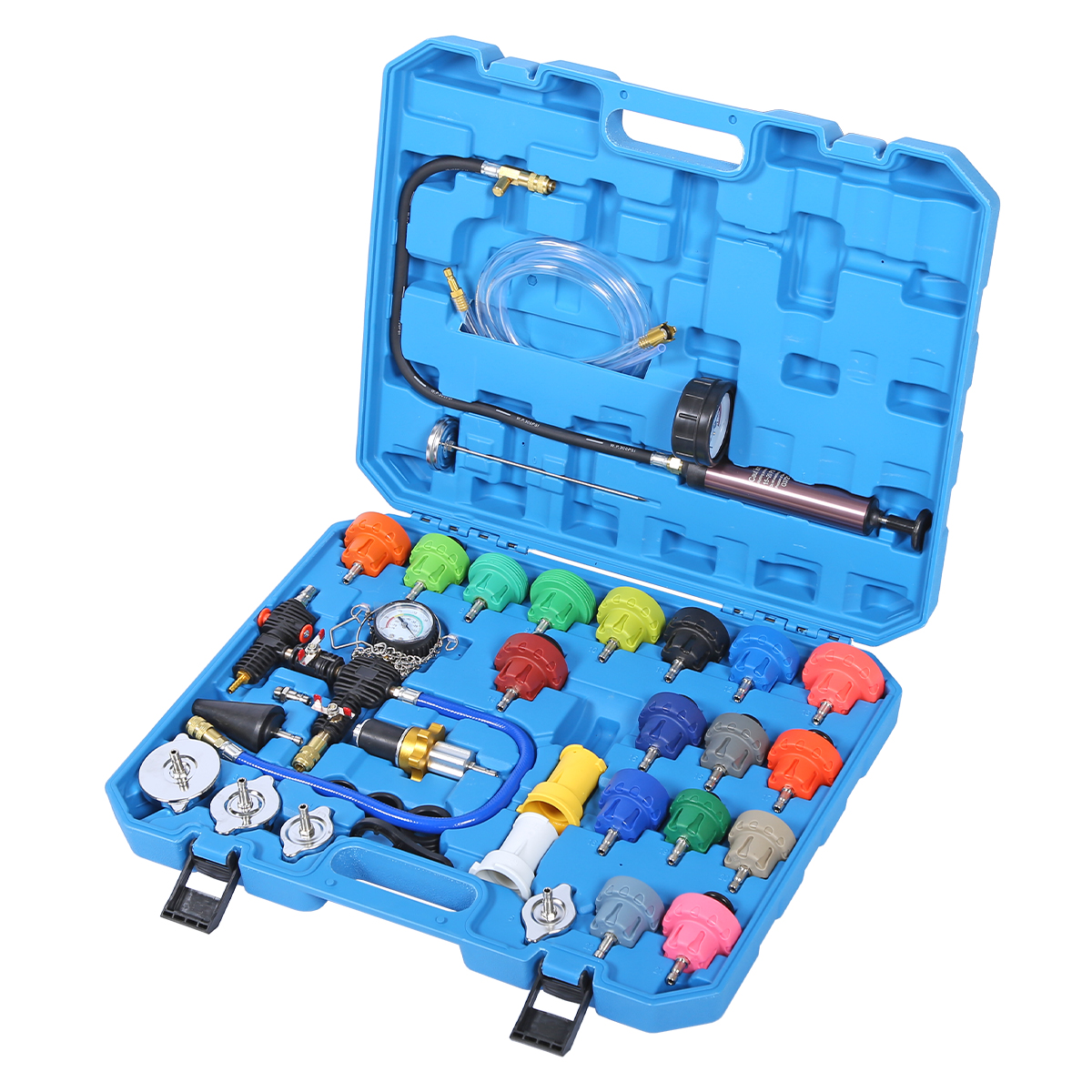 Набор для опрессовки и заправки системы охлаждения, 34 предмета