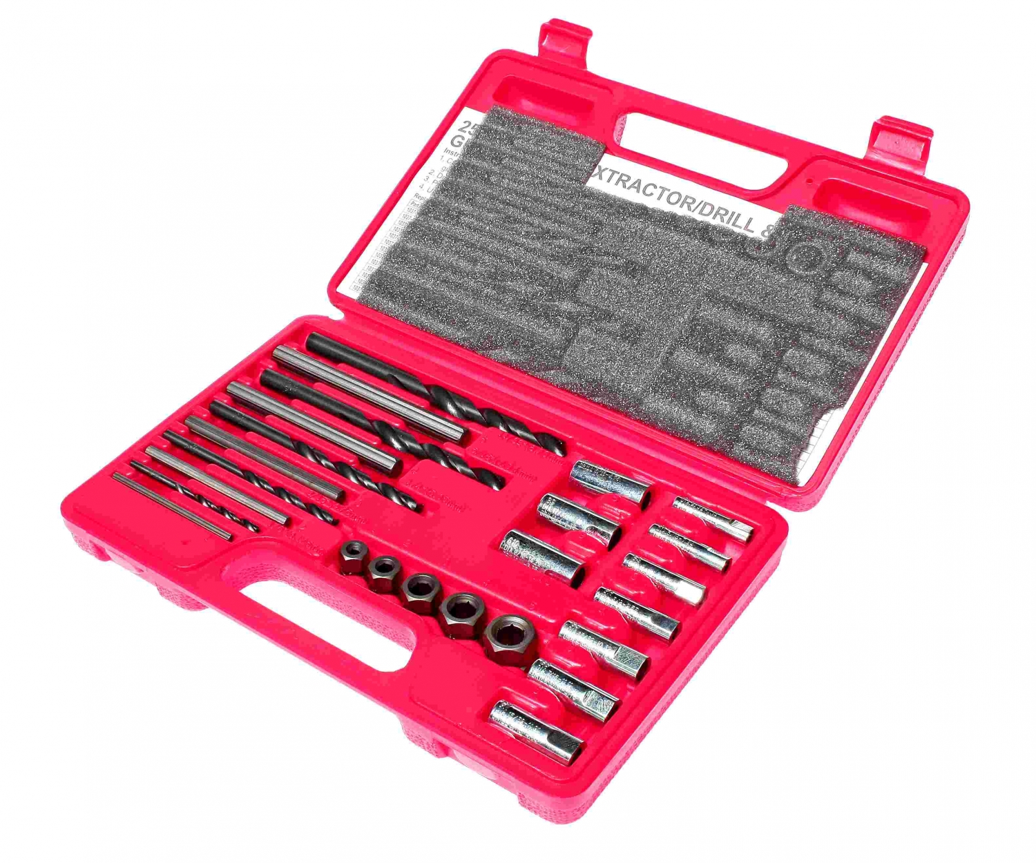 Набор экстракторов 5-16мм для болтов с сорванной внутренней резьбой (в кейсе) 25 предметов
