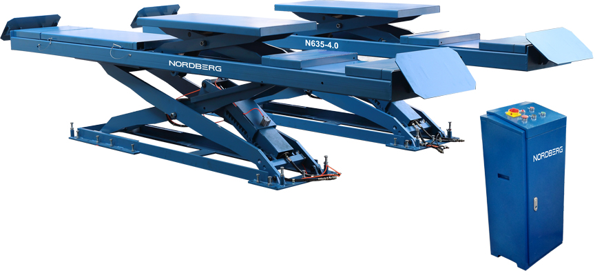 Подъемник ножничный для сход-развала 4 т, двойной уровень подъема