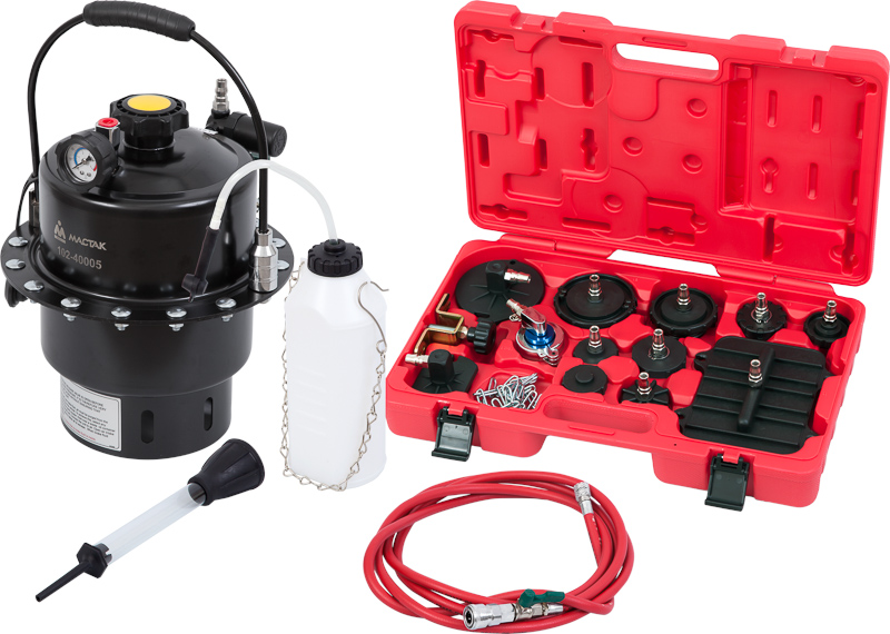 Набор приспособлений для замены тормозной жидкости, 6 л, комплект крышек адаптеров, 15 предметов 