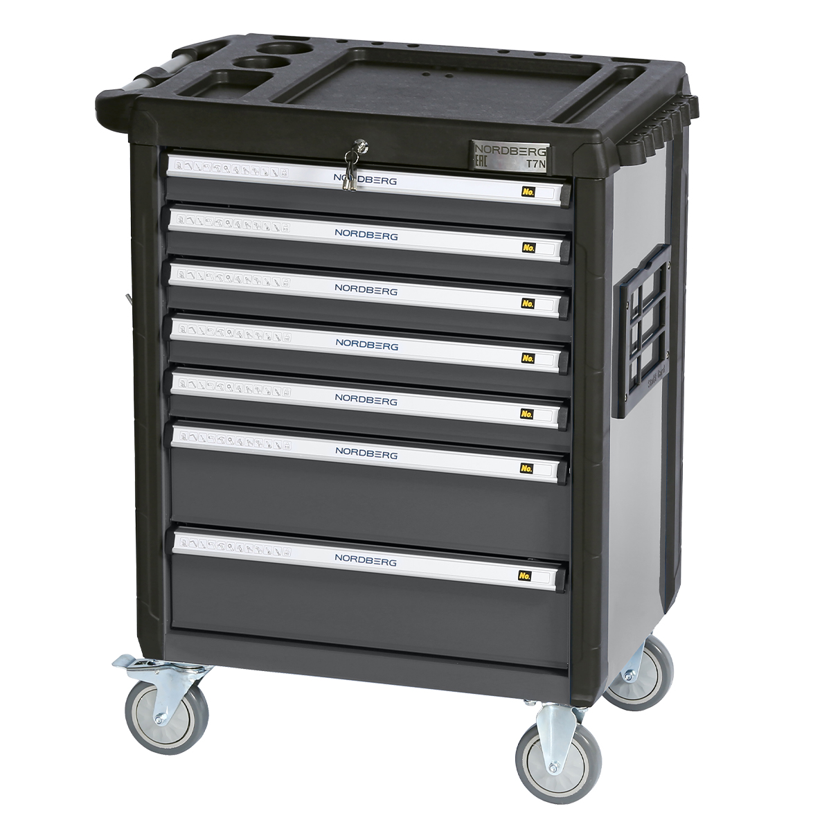Тележка инструментальная, 7 выдвижных ящиков, серая