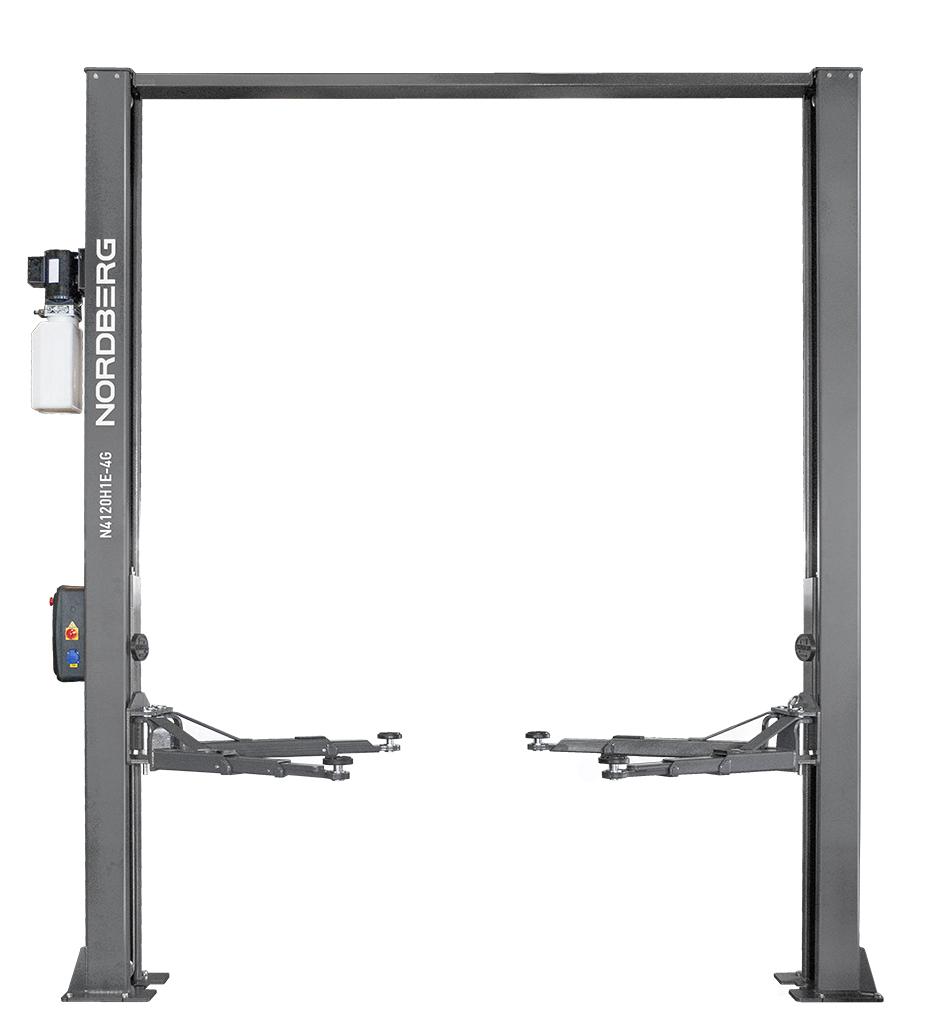 Подъемник двухстоечный 4 т, верхняя синхронизация, с электростопорами, H=4 м, 380 В, серый