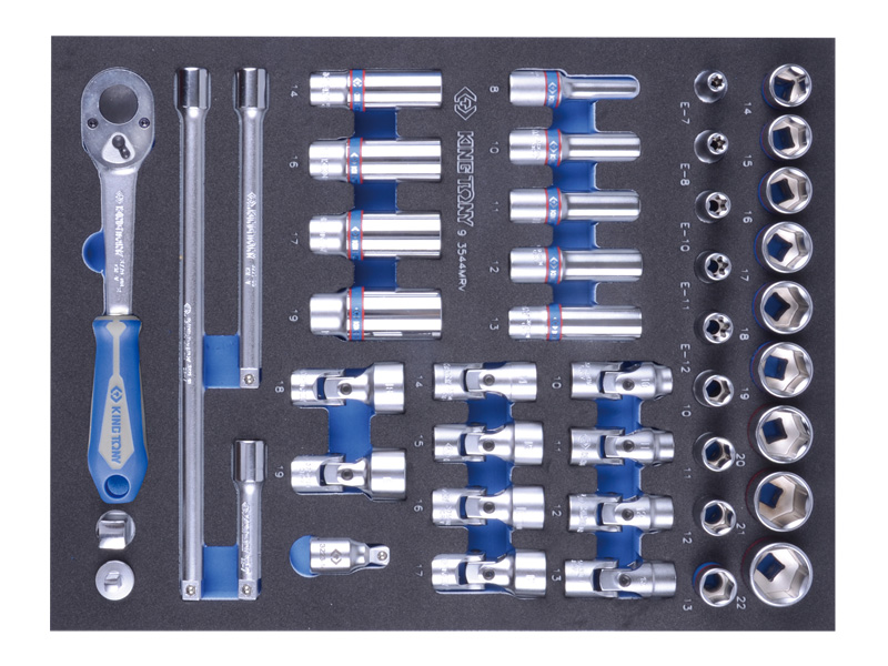 Набор торцевых головок 3/8 с принадлежностями,  44 предмета 
