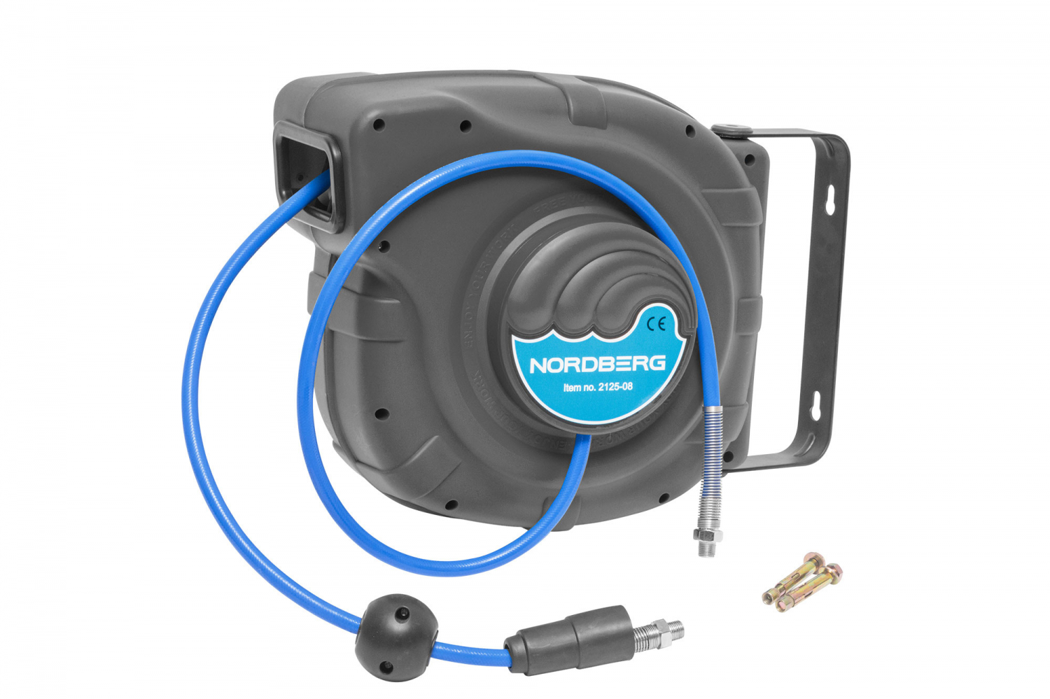 Шланг воздушный на катушке, ПУ, Ø 8x12 мм 25+1 м, серый корпус