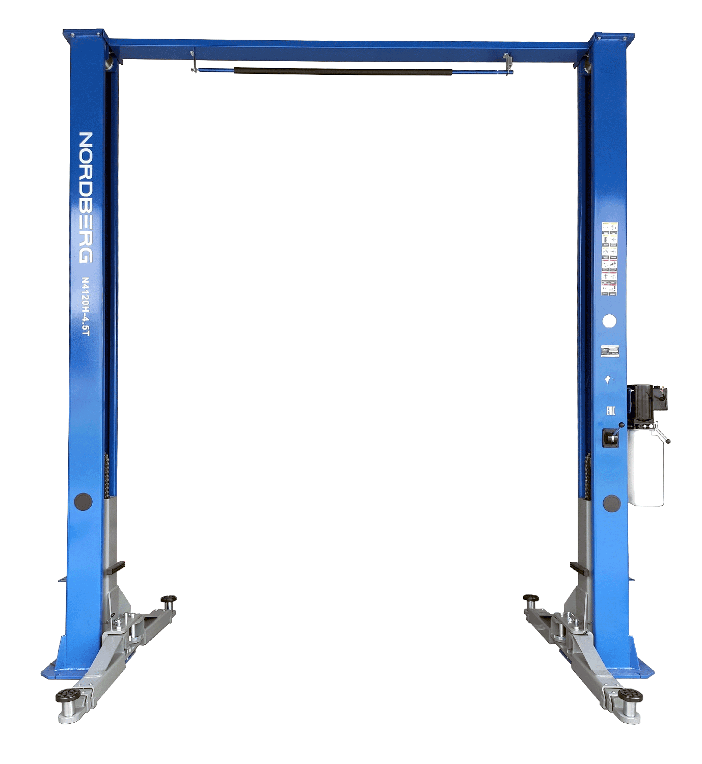 Подъемник двухстоечный 4,5 т, верхняя синхронизация, симметричный, 380 В