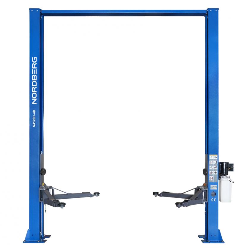 Подъемник двухстоечный 4 т, верхняя синхронизация, H=3,6 м, 220 В, синий