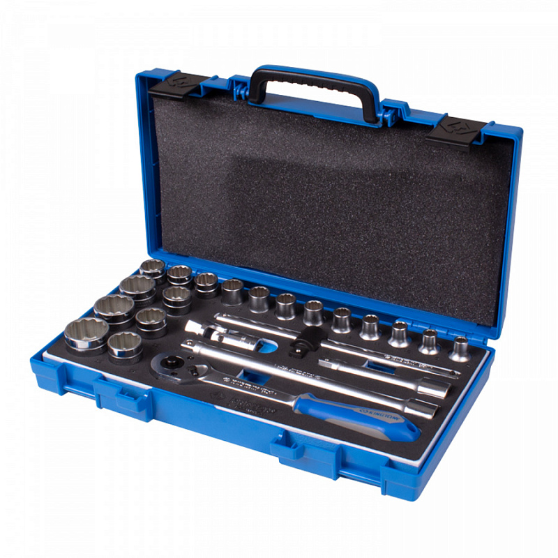 Набор торцевых головок с принадлежностями 1/2"", двенадцатигранные, 8-32 мм, 23 предмета