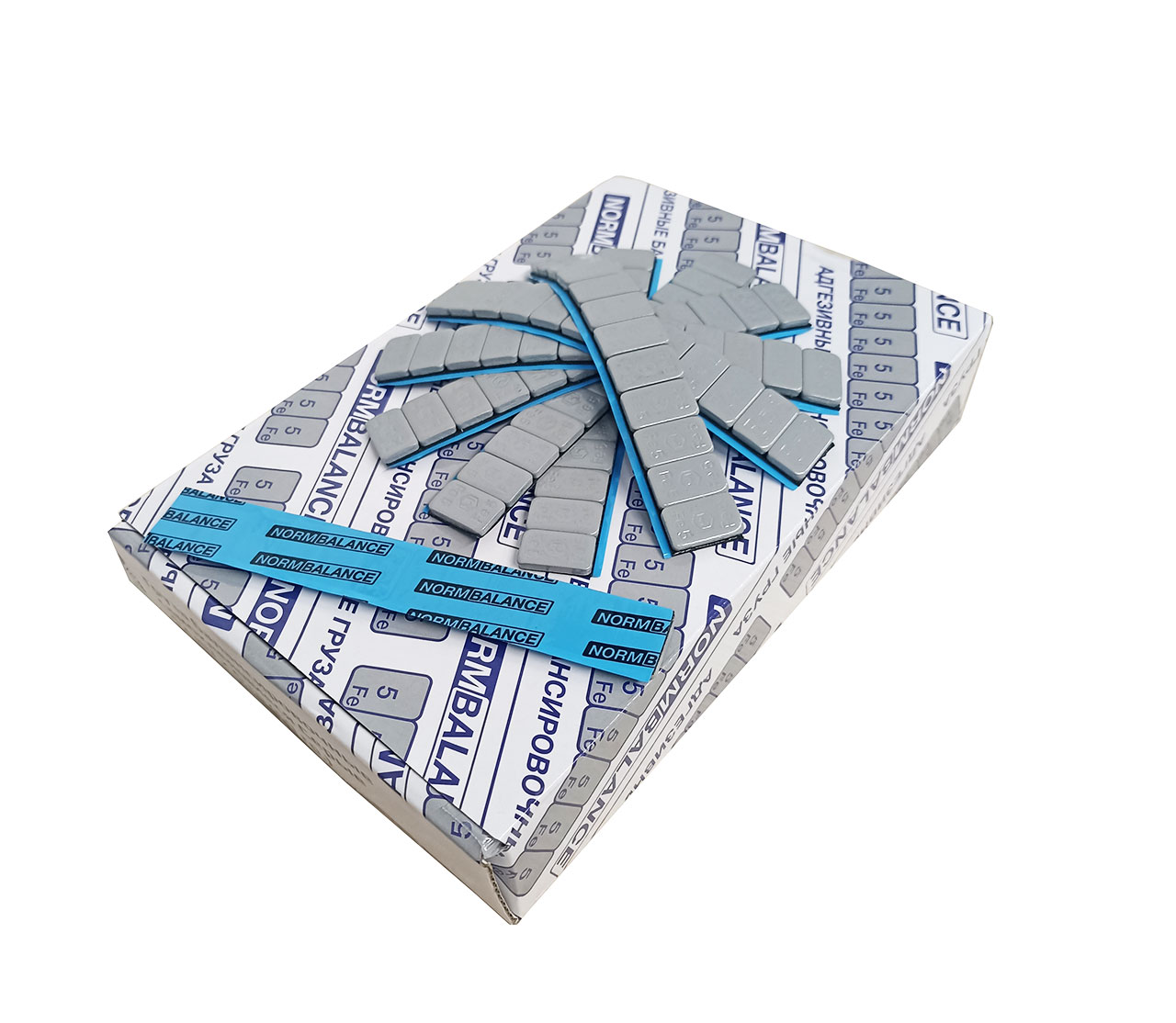 Груза адгезивные FE-071 12×5 гр (Синий скотч) (Серая эмаль) (100 шт.)