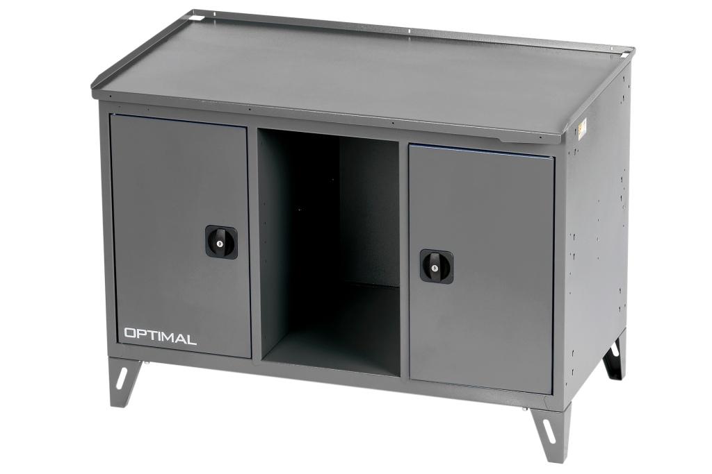 Верстак слесарный трехтумбовый, 2 серые створки