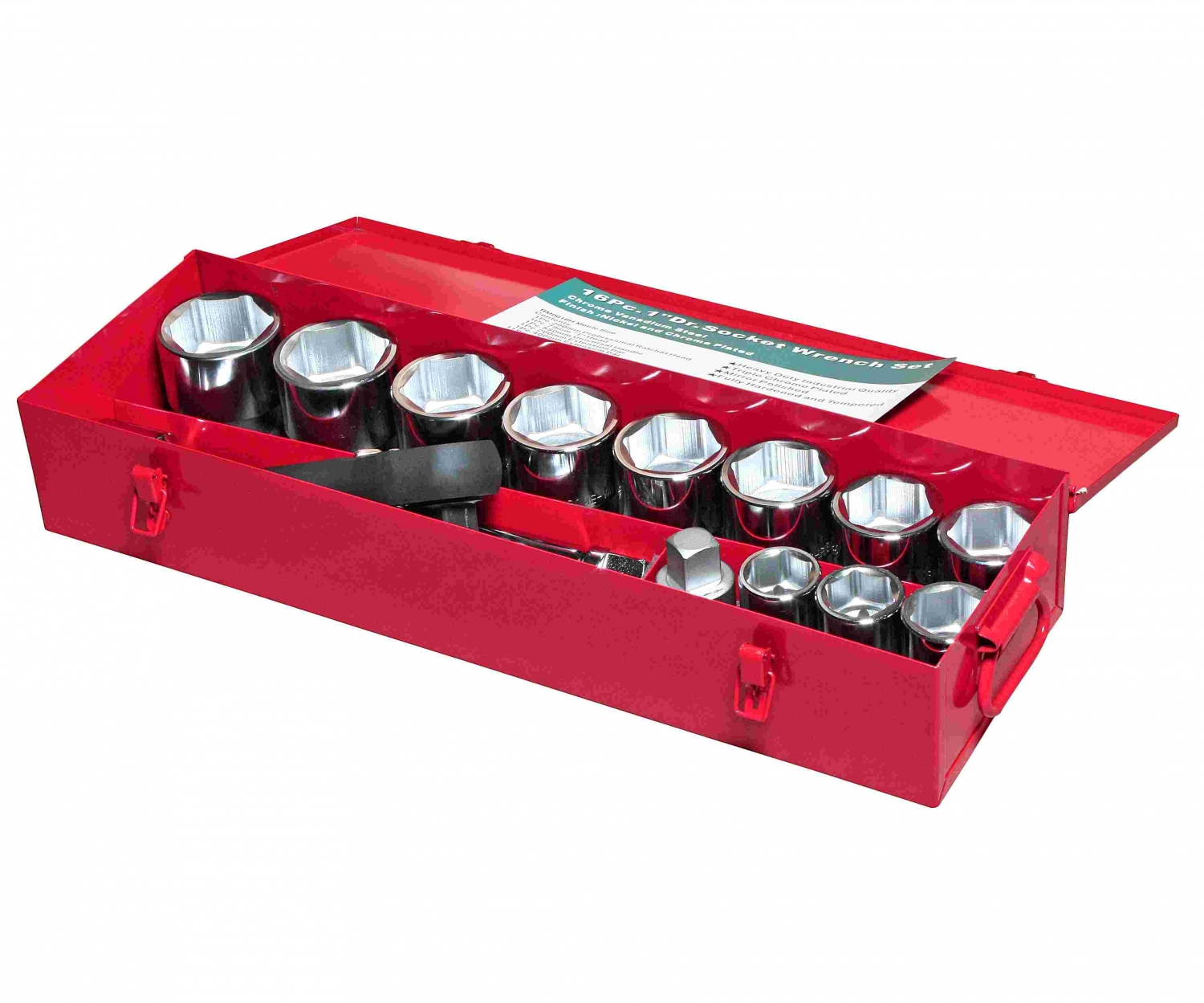 Набор торцевых головок 6-гранных 1" 36-65мм (в металлическом кейсе) 16 предметов
