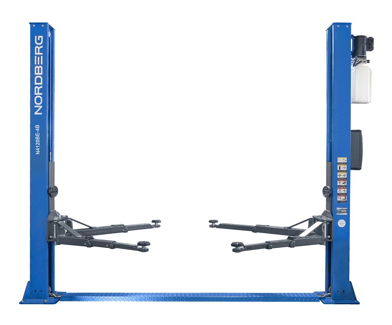 Подъемник двухстоечный 4 т, с электростопорами, 380 В, синий