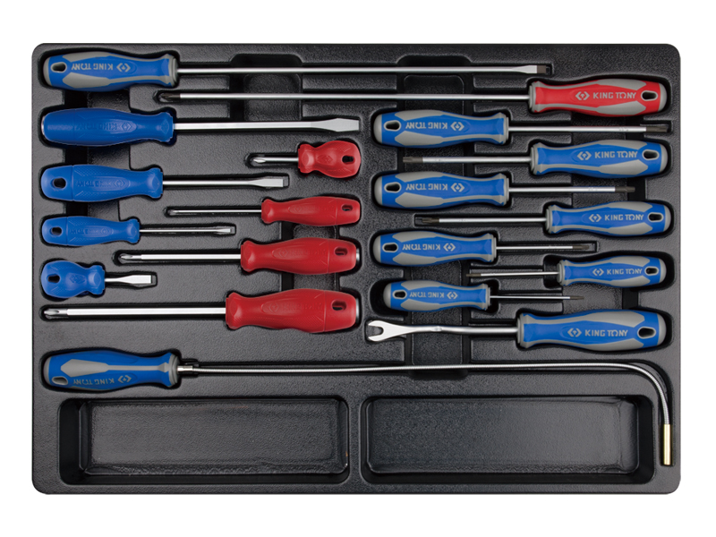 Набор отверток, съемник клипс и гибкий магнит, ложемент, 19 предметов KING TONY 9-31919MR