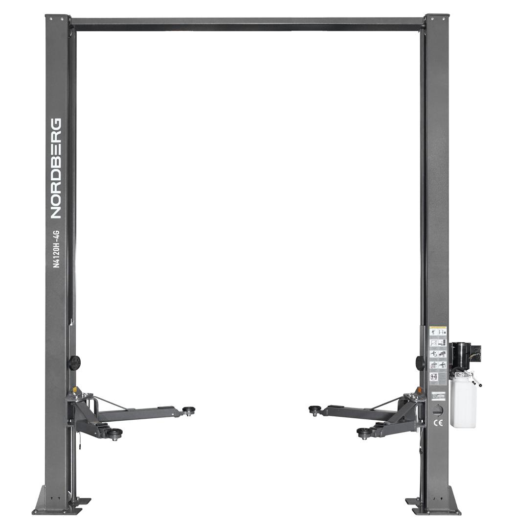 Подъемник двухстоечный 4 т, верхняя синхронизация, H=3,6 м, 380 В, серый