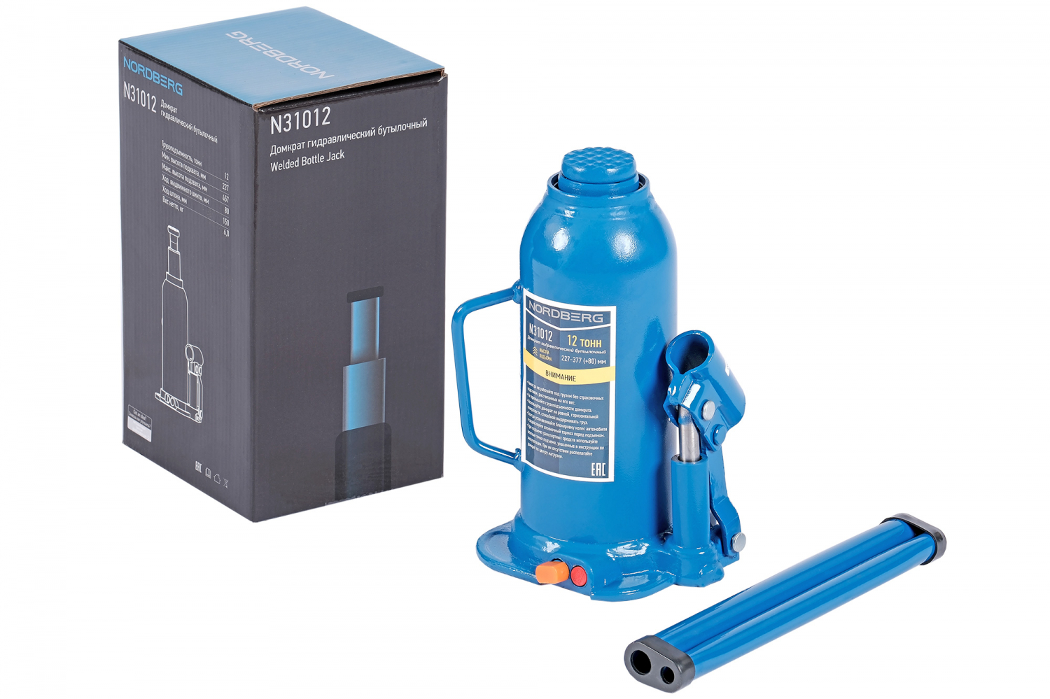 Домкрат бутылочный, 12 т 