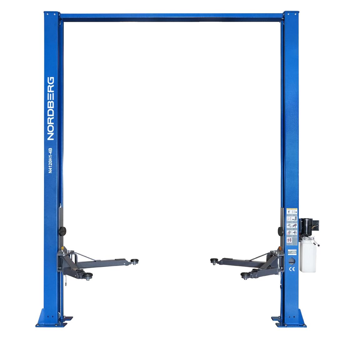 Подъемник двухстоечный 4 т, верхняя синхронизация, H=4 м, 220 В, синий