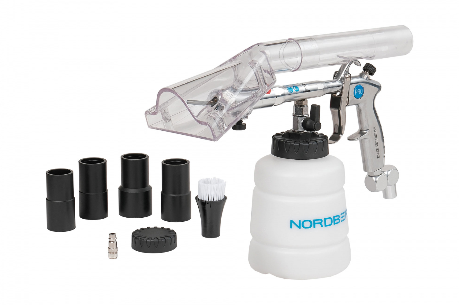 Пистолет моющий с металлической вращающейся насадкой, торнадор с комплектом насадок