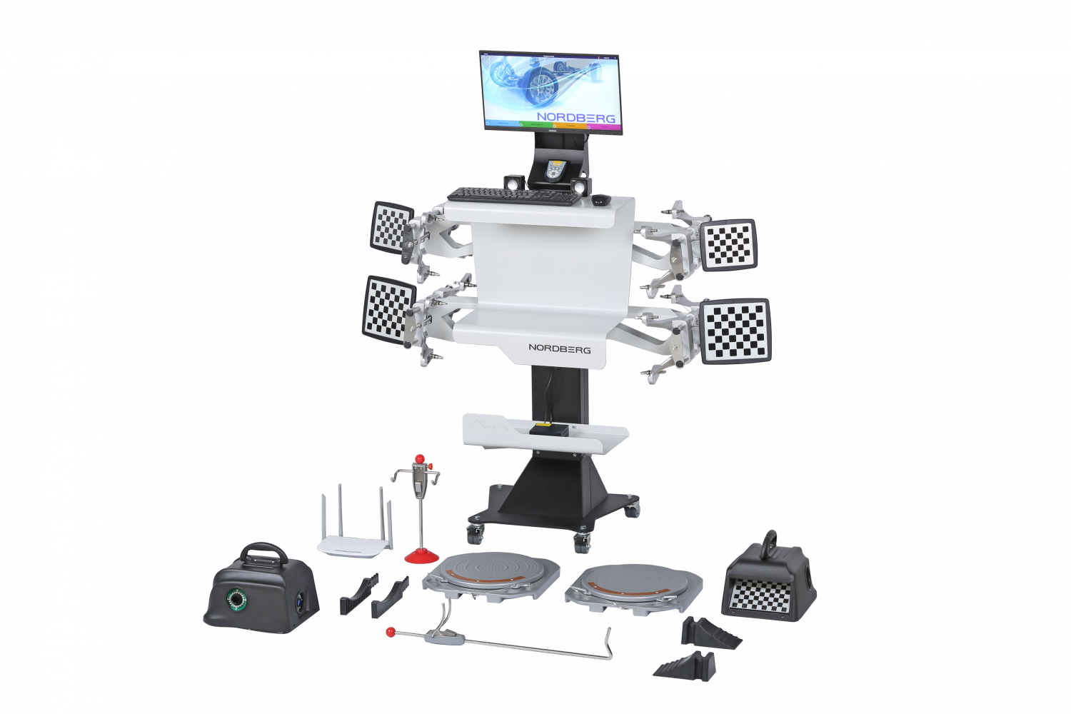 Стенд сход-развал 3D модель для ям и подъемников, серый