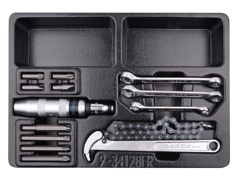 Набор разрезных ключей, ударная отвертка и съемник масляных фильтров, ложемент, 14 предметов 