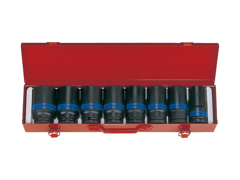 Набор ударных глубоких торцевых головок 3/4 шестигранные, 8 предметов 